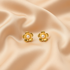 Aros flor perla tela champagne