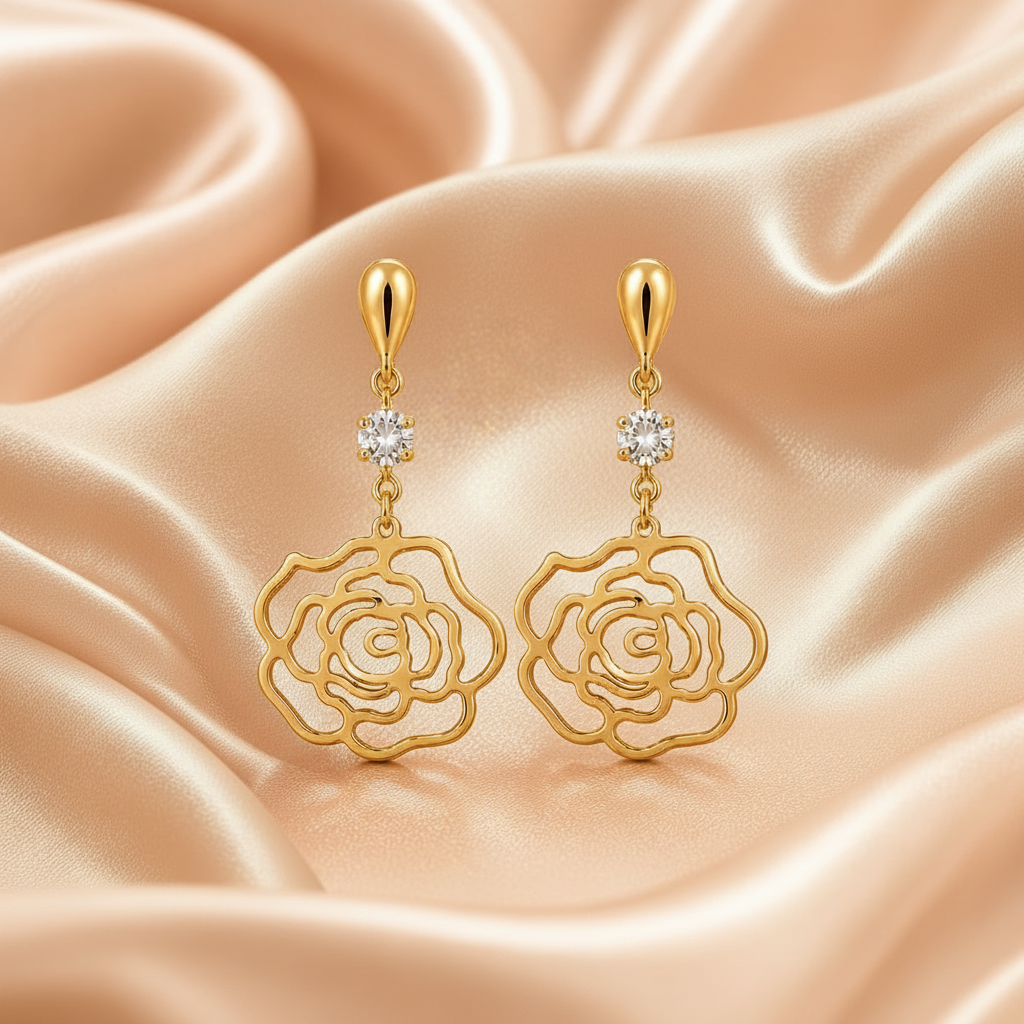 Aros rosa tela champagne