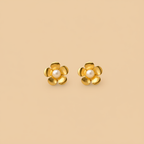 Aros flor perla fondo liso champagne